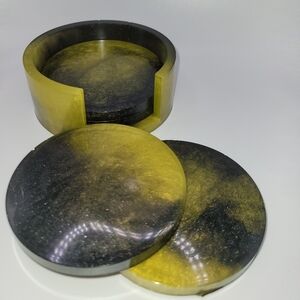 Hand crafted black and yellow coaster set